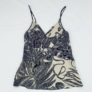 Theory Black and Cream Patterned Blouse